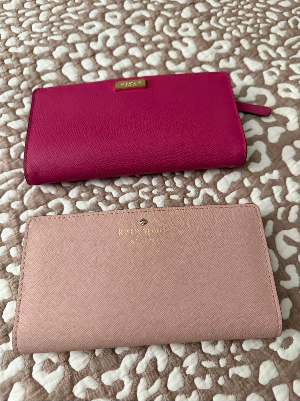 kate spade Pink & Hot Pink Saffiano Leather Wallet Duo
